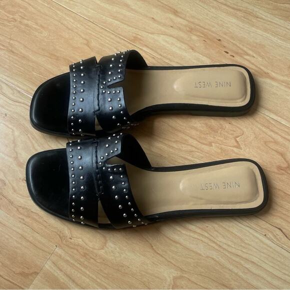 |Nine West| Black Studded Slide Sandals Like New! - Picture 5 of 7